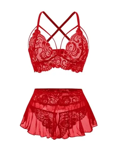 Bra Set, Bright Red (size M)