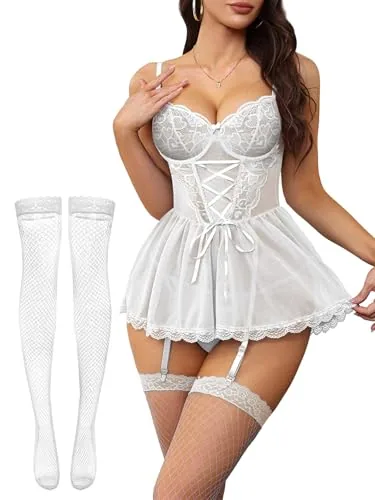 Floral lace Corset, White