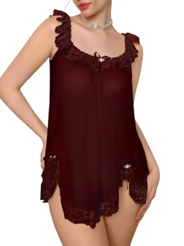 Nightgown, Burgundy Red (size XL, 2 pieces)