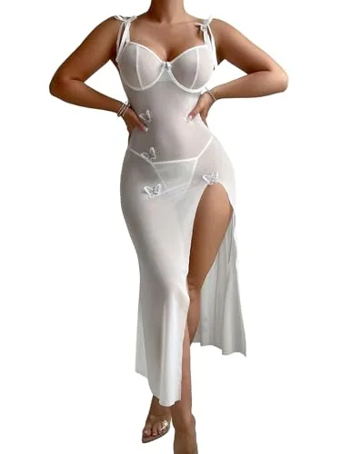 Mesh Underwire Chemise, White