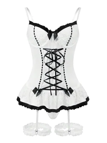 Lace Underwire Corset, White (size XXS)