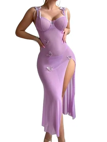 Mesh Underwire Chemise, Purple