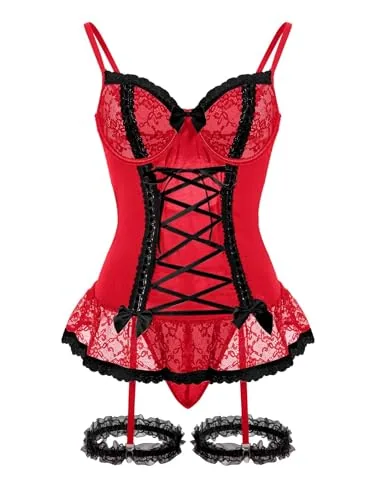 Lace Underwire Corset, Black (size 3XS)
