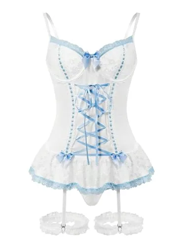 Lace Underwire Corset, Blue